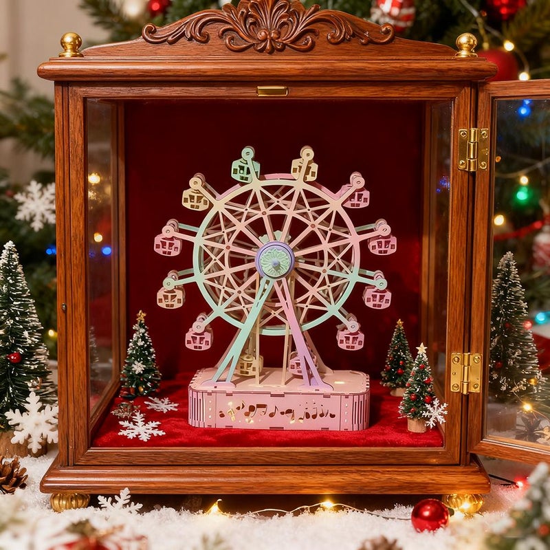 3D Wooden Puzzles for Adults And Teens,3D Wooden Ferris Wheel Music Box Adult DIY Model Kit ,DIY Assembly Musical Ferris Wheel Toy, Brain Teaser Puzzles for Thanksgiving & Christmas - Image 5